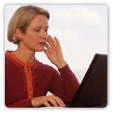A woman using a laptop computer